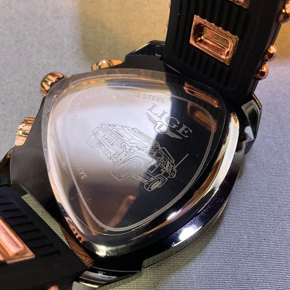 LIGE MEN Watch Triangle Luminous Pointers  Silicone  Strap - Picture 6 of 6